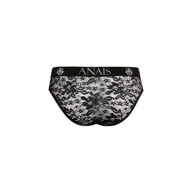 Cueca Slip ANAIS MEN Romance de renda preta floral, em detalhe e vestida