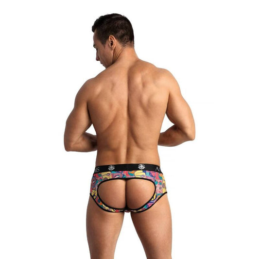 Close-up da cueca masculina ANAIS MEN Jock Bikini Comics S com estampa de quadrinhos e design ousado.
