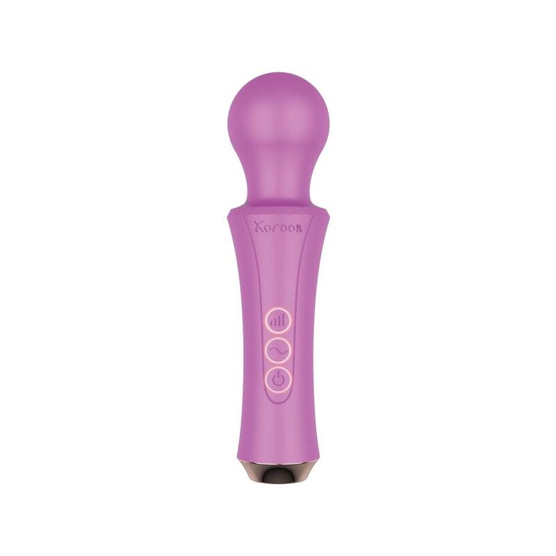 Close-up da XOCOON Varinha Pessoal Fúcsia Recarregável, destacando sua cabeça flexível e design ergonômico.