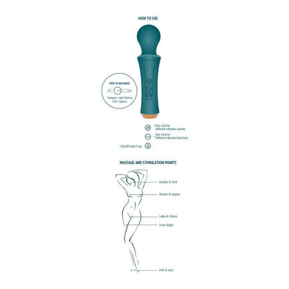 XOCOON Varinha Pessoal Vibratória Recarregável Verde, detalhe da cabeça flexível e corpo ergonómico.