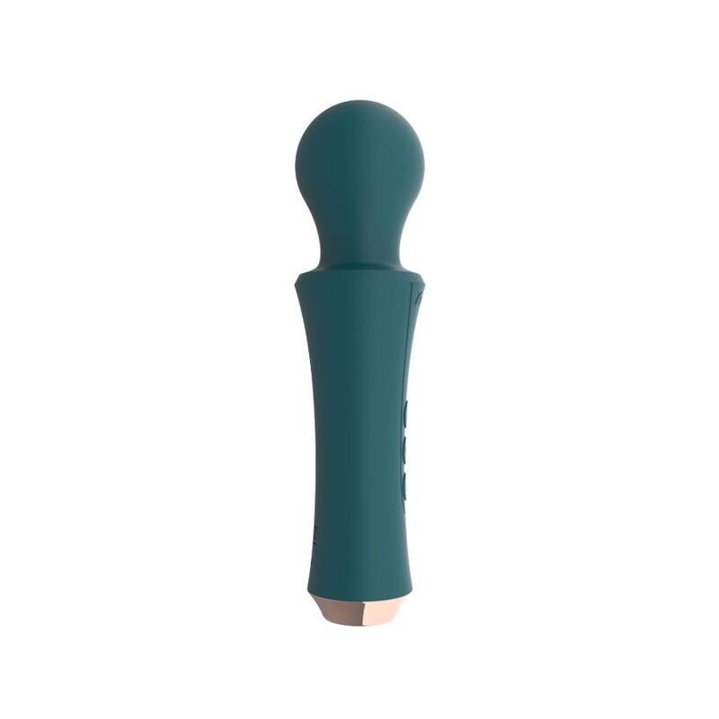 XOCOON Varinha Pessoal Vibratória Recarregável Verde, detalhe da cabeça flexível e corpo ergonómico.