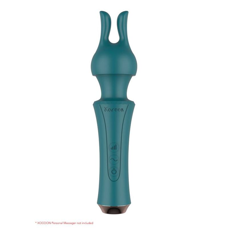 Close-up do XOCOON Acessório Massageador Pessoal Silicone Flexível Verde, destacando sua textura e design para estimulação versátil.