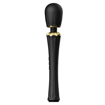 Close-up of the ZALO Varinha Massageadora Kyro Preta showing its luxurious design and silicone head.