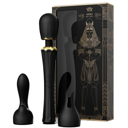 Close-up of the ZALO Varinha Massageadora Kyro Preta showing its luxurious design and silicone head.