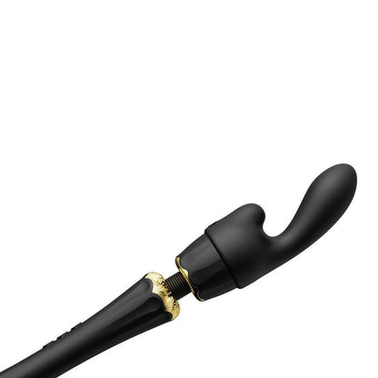 Close-up of the ZALO Varinha Massageadora Kyro Preta showing its luxurious design and silicone head.