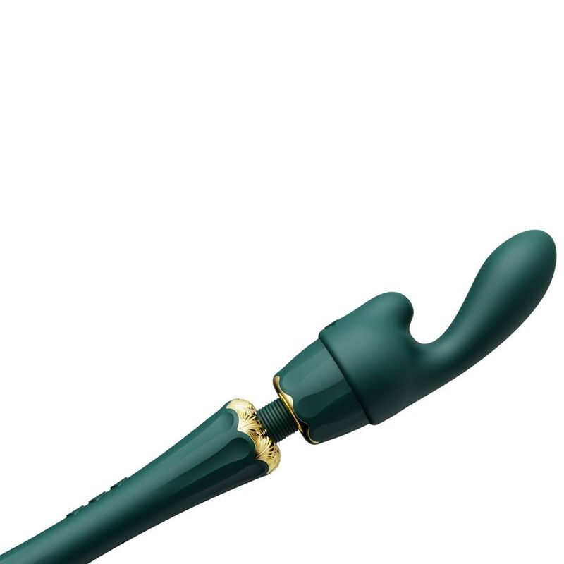 Close-up da ZALO Kyro Varina Massageadora Verde, destacando seu design e textura de silicone.