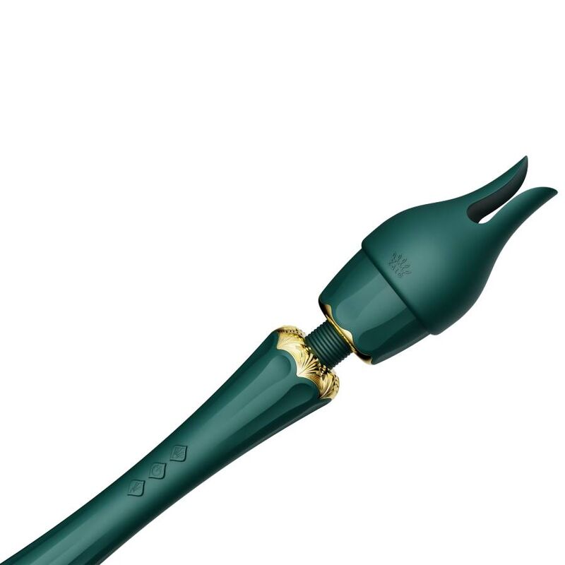 Close-up da ZALO Kyro Varina Massageadora Verde, destacando seu design e textura de silicone.