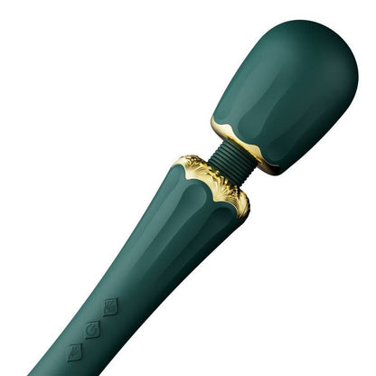 Close-up da ZALO Kyro Varina Massageadora Verde, destacando seu design e textura de silicone.
