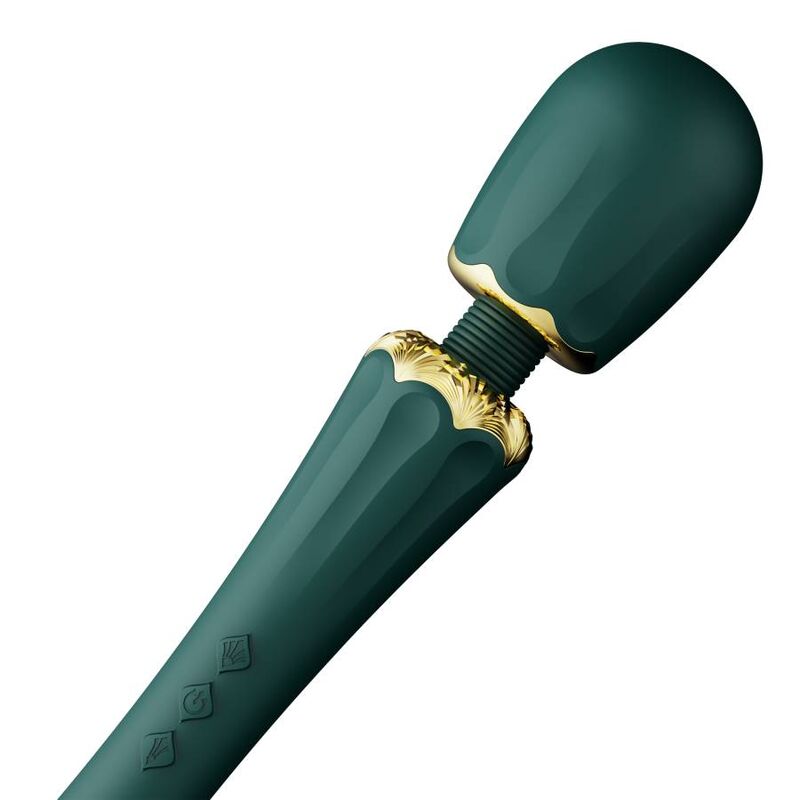 Close-up da ZALO Kyro Varina Massageadora Verde, destacando seu design e textura de silicone.