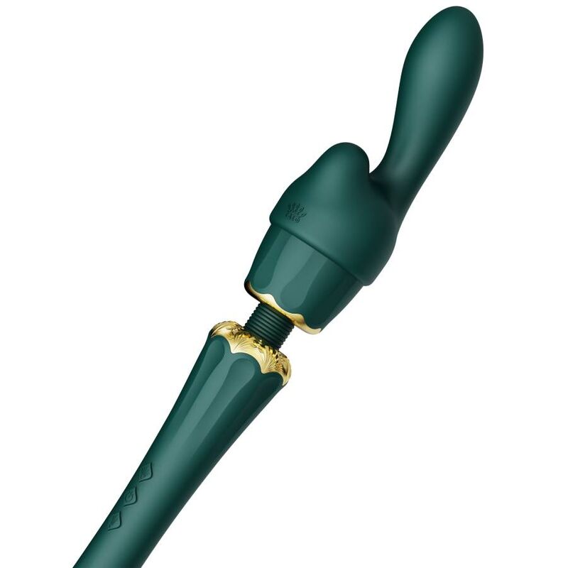 Close-up da ZALO Kyro Varina Massageadora Verde, destacando seu design e textura de silicone.