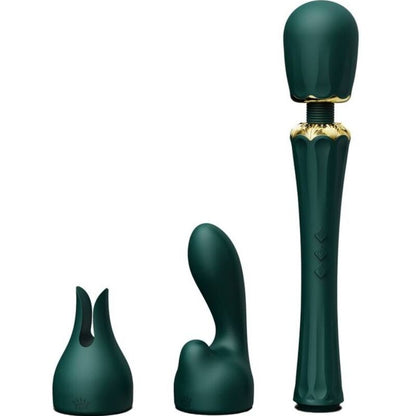 Close-up da ZALO Kyro Varina Massageadora Verde, destacando seu design e textura de silicone.