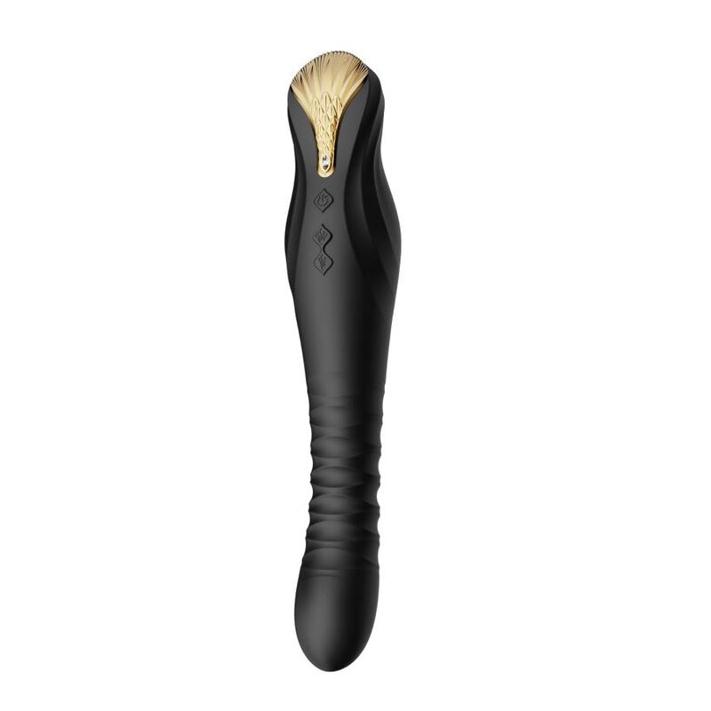Vibrador ZALO King Thruster Preto com tecnologia PowerThrust e cristais Swarovski