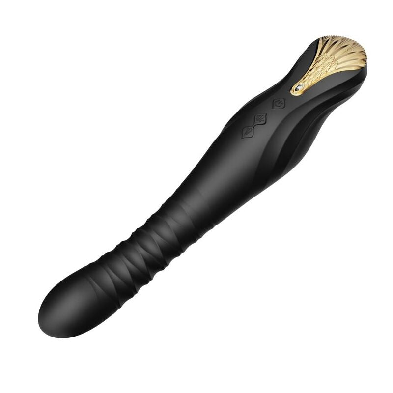 Vibrador ZALO King Thruster Preto com tecnologia PowerThrust e cristais Swarovski
