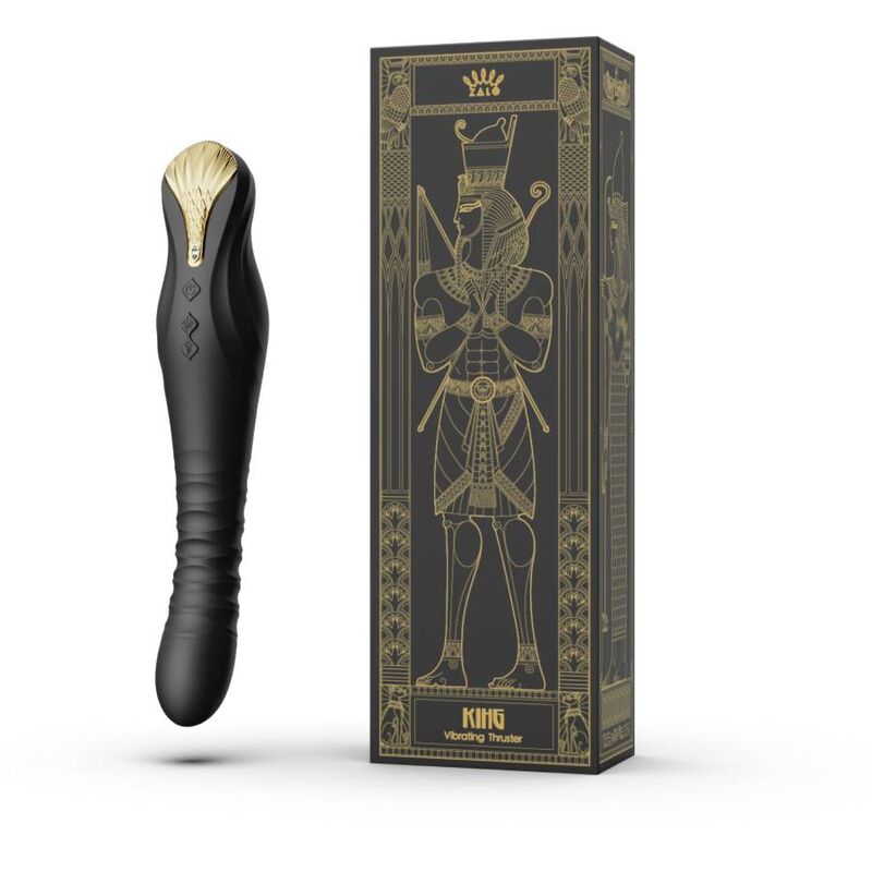Vibrador ZALO King Thruster Preto com tecnologia PowerThrust e cristais Swarovski