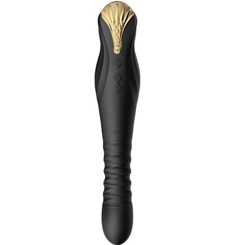 Vibrador ZALO King Thruster Preto com tecnologia PowerThrust e cristais Swarovski