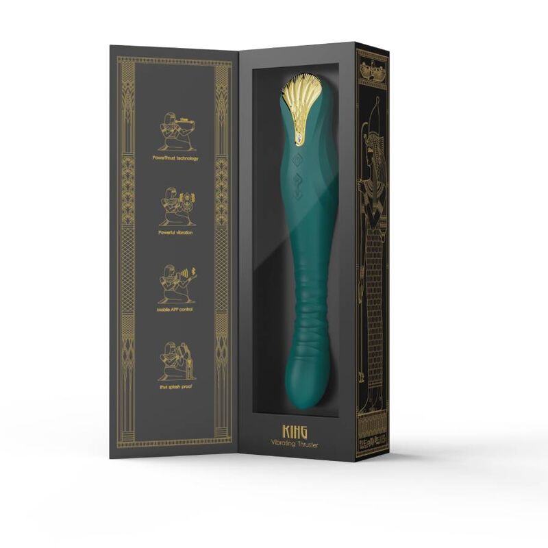 ZALO Vibrador Thruster KING PowerThrust com App na cor verde, mostrando o design e detalhes premium.
