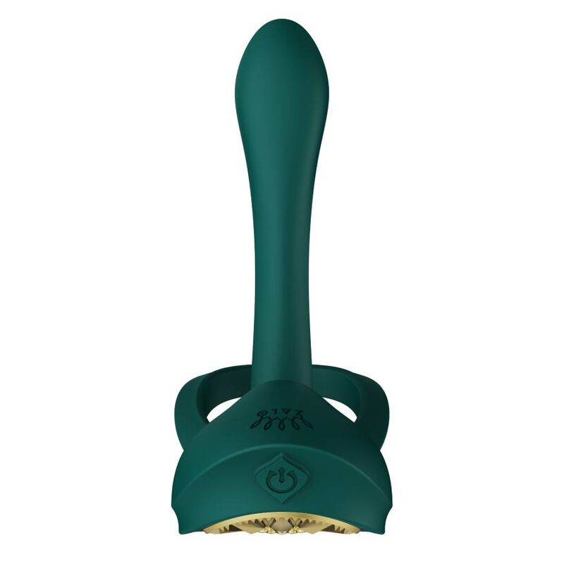 ZALO Anel Vibrante para Casais Bayek Verde com design ergonómico e detalhe dourado.