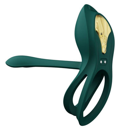 ZALO Anel Vibrante para Casais Bayek Verde com design ergonómico e detalhe dourado.
