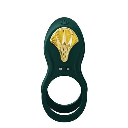 ZALO Anel Vibrante para Casais Bayek Verde com design ergonómico e detalhe dourado.