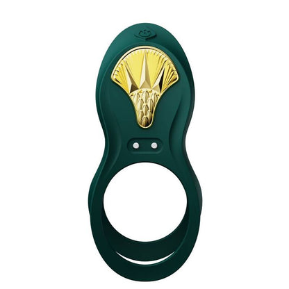 ZALO Anel Vibrante para Casais Bayek Verde com design ergonómico e detalhe dourado.