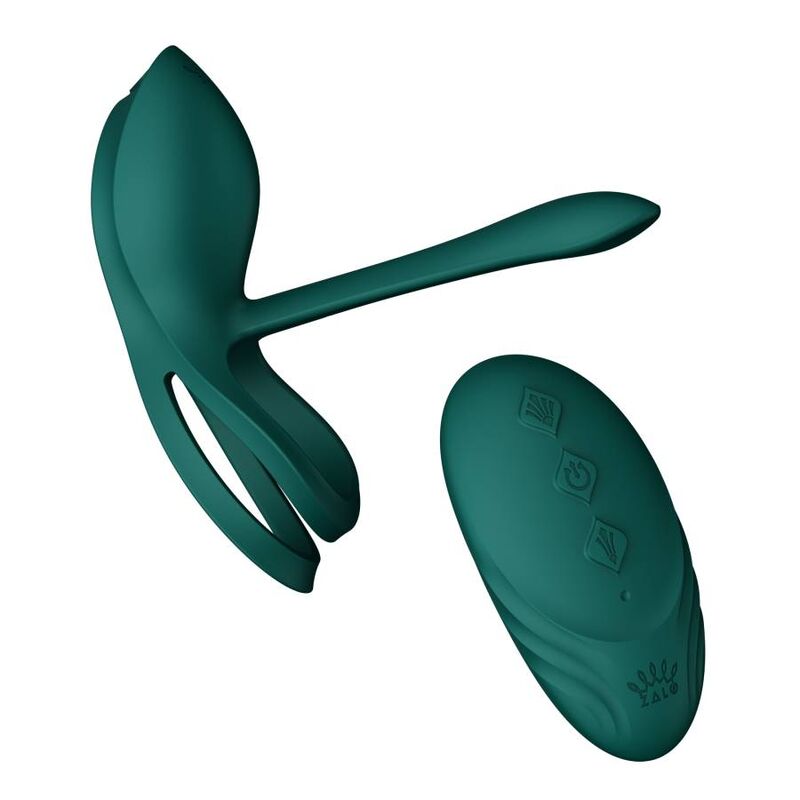 ZALO Anel Vibrante para Casais Bayek Verde com design ergonómico e detalhe dourado.