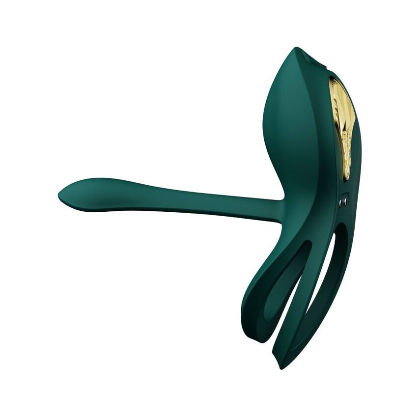 ZALO Anel Vibrante para Casais Bayek Verde com design ergonómico e detalhe dourado.