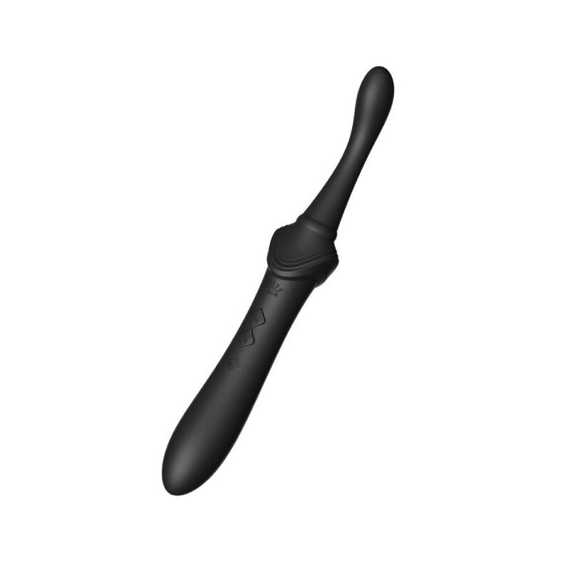 Vibrador ZALO Bess 2 Clitoral Massager preto com acessório e função de aquecimento, mostrando design ergonómico.