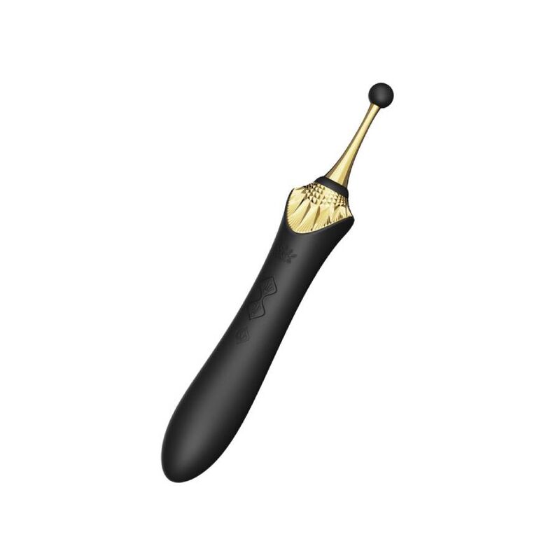 Vibrador ZALO Bess 2 Clitoral Massager preto com acessório e função de aquecimento, mostrando design ergonómico.