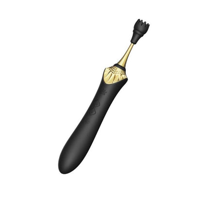 Vibrador ZALO Bess 2 Clitoral Massager preto com acessório e função de aquecimento, mostrando design ergonómico.
