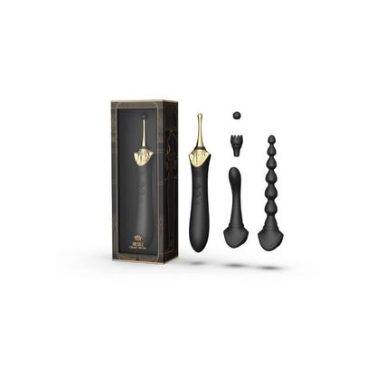 Vibrador ZALO Bess 2 Clitoral Massager preto com acessório e função de aquecimento, mostrando design ergonómico.