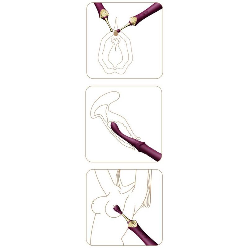 Vibrador ZALO Bess 2 Clitoral Massager preto com acessório e função de aquecimento, mostrando design ergonómico.