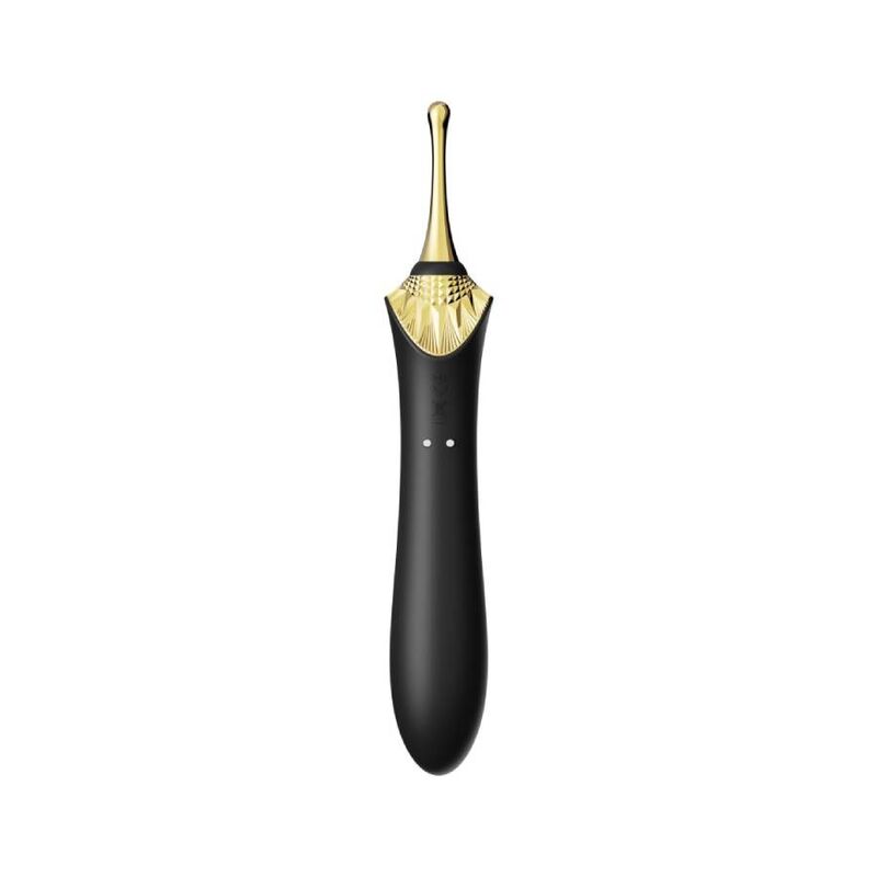 Vibrador ZALO Bess 2 Clitoral Massager preto com acessório e função de aquecimento, mostrando design ergonómico.