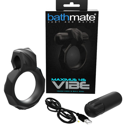 Anel Vibratório BATHMATE Maximus 45 de silicone com 10 padrões de vibração para prazer a dois.