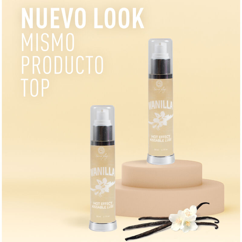 SECRETPLAY Lubrificante 2 em 1 Efeito Térmico Baunilha 50ml, para massagens sensuais.
