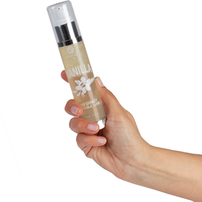 SECRETPLAY Lubrificante 2 em 1 Efeito Térmico Baunilha 50ml, para massagens sensuais.