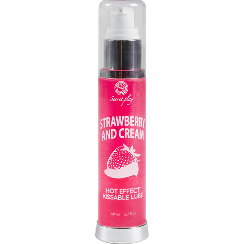 Embalagem do Lubrificante 2-em-1 SECRETPLAY Efeito Térmico Morango e Creme 50ml