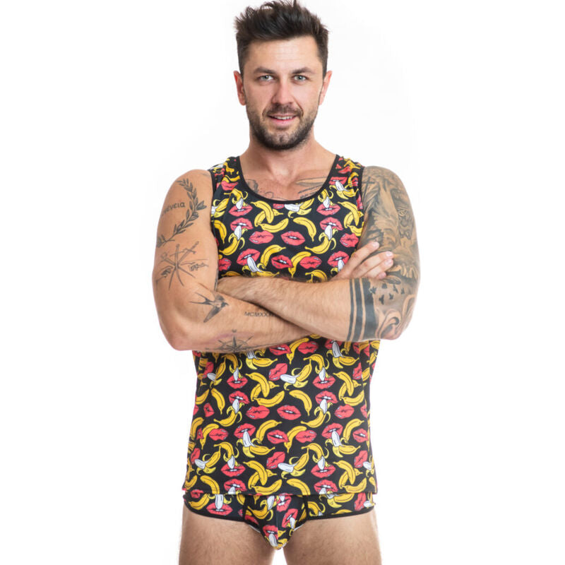 ANAIS MEN Top Masculino Banana Estampado em lycra macia, vista frontal