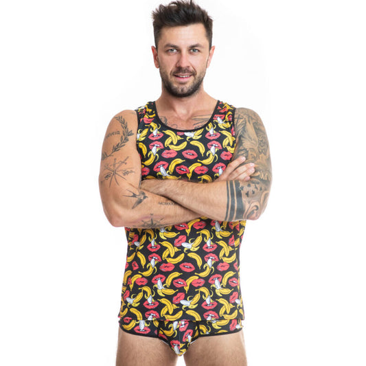 ANAIS MEN Top Masculino Banana Estampado em lycra macia, vista frontal