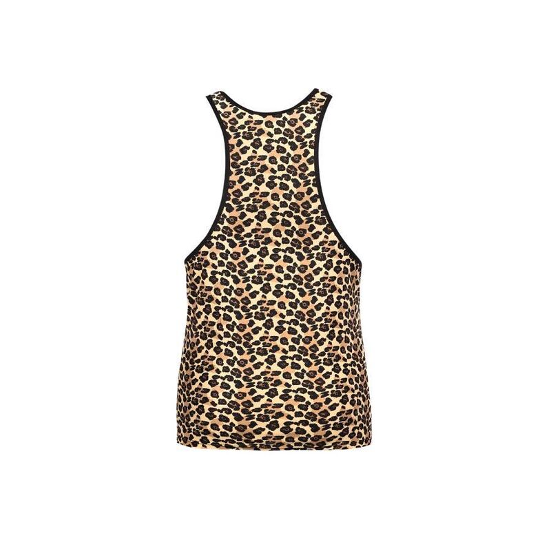 Close-up of the ANAIS MEN Top Mercury showing its animal print and soft texture.