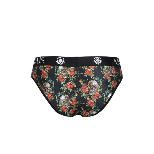 ANAIS MEN Slip Power S com estampado floral e caveiras, em material transparente e suave.