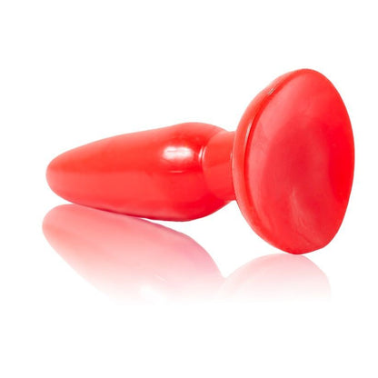 Plug anal pequeno Baile vermelho de gelatina com ventosa, ideal para dilatação anal.