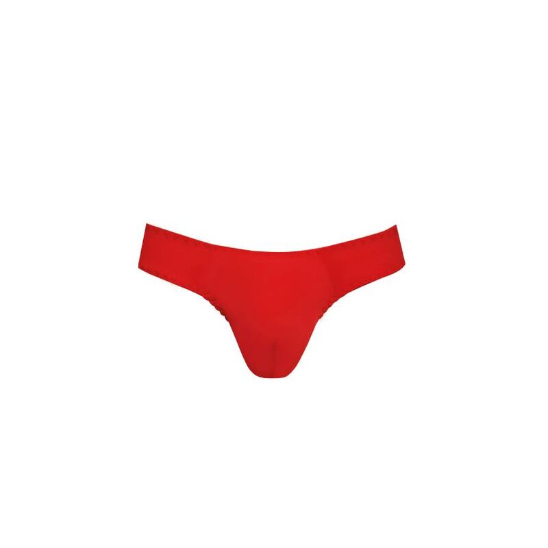Tanga masculina ANAIS MEN Soul String XL em microfibra vermelha com detalhes pretos.