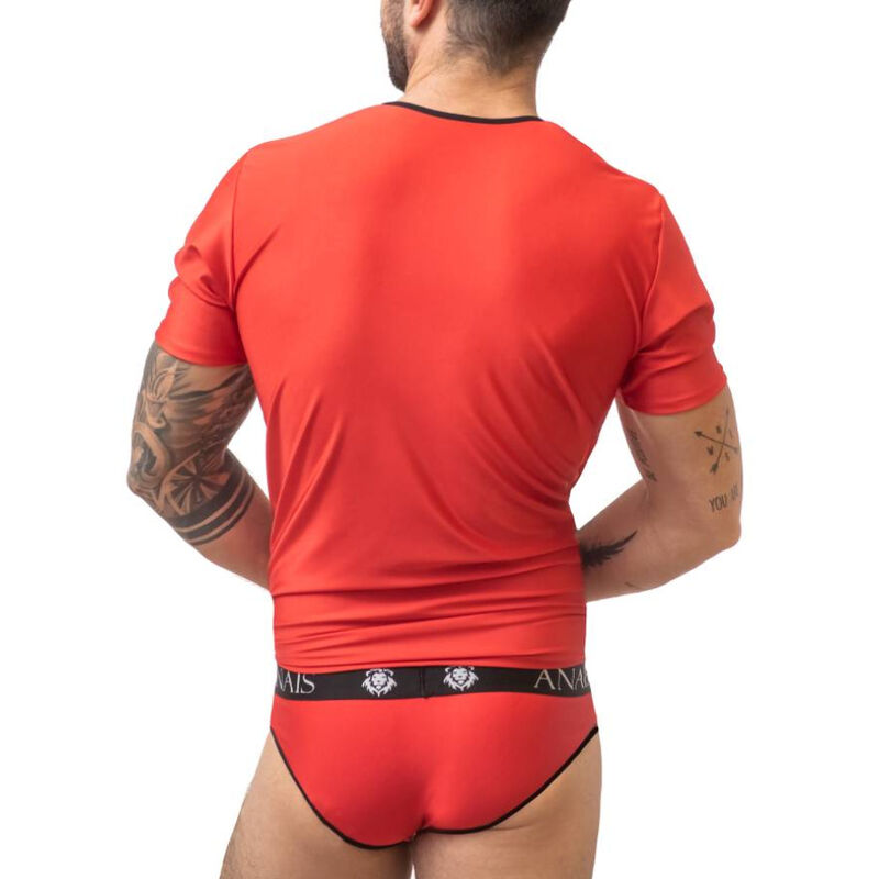 T-Shirt Anais Men Soul em microfibra vermelha S, mostrando o tecido macio e o corte ajustado.