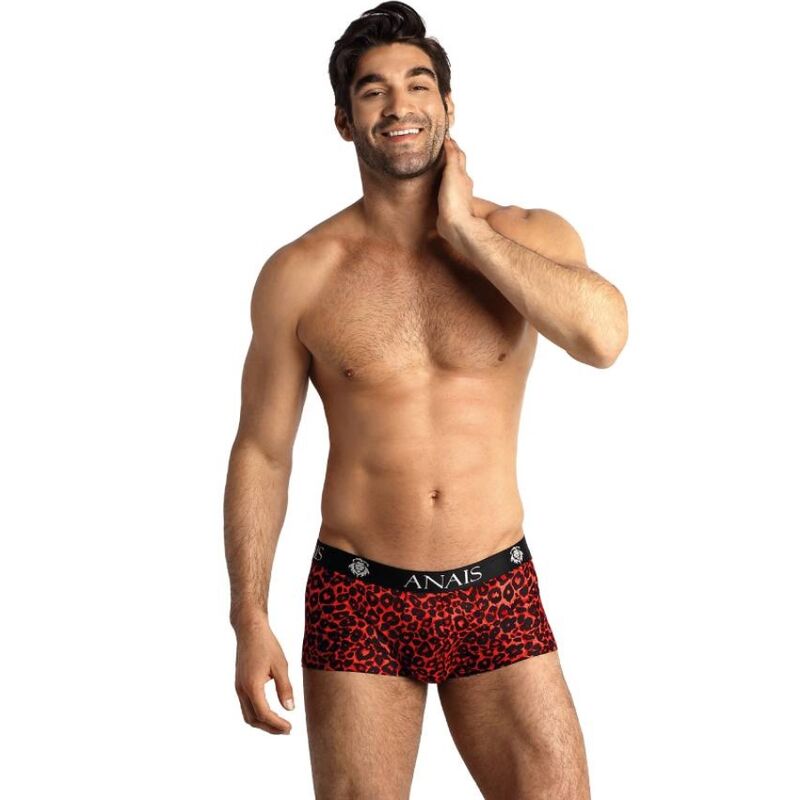 Boxer Masculina Tribal S Anais, mostrando detalhes da estampa e do tecido.