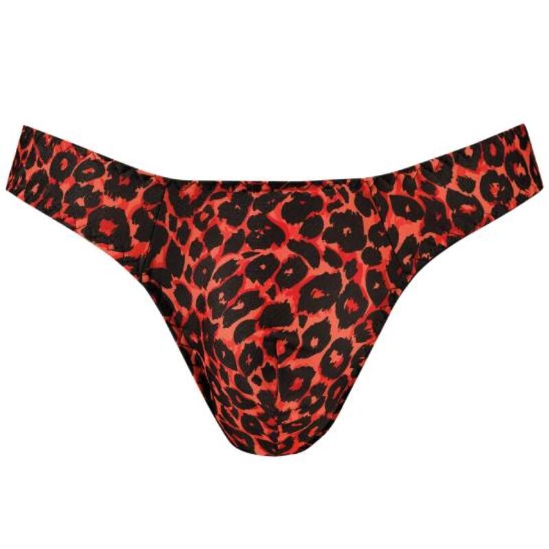 Tanga masculina ANAIS MEN Tribal String S em microfibra vermelha com estampa animal
