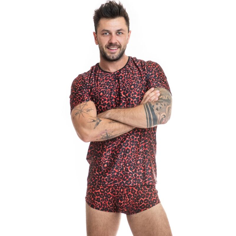 Camiseta Tribal S ANAIS MEN de microfibra vermelha com estampa animal