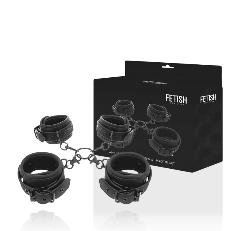 Imagem do Conjunto de Algemas FETISH SUBMISSIVE para Mãos e Tornozelo com Forro de Neoprene.