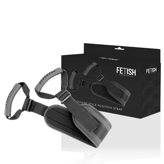 Fetish Submisive Arnês Doggy ajustável em neoprene e couro vegano para BDSM intenso.