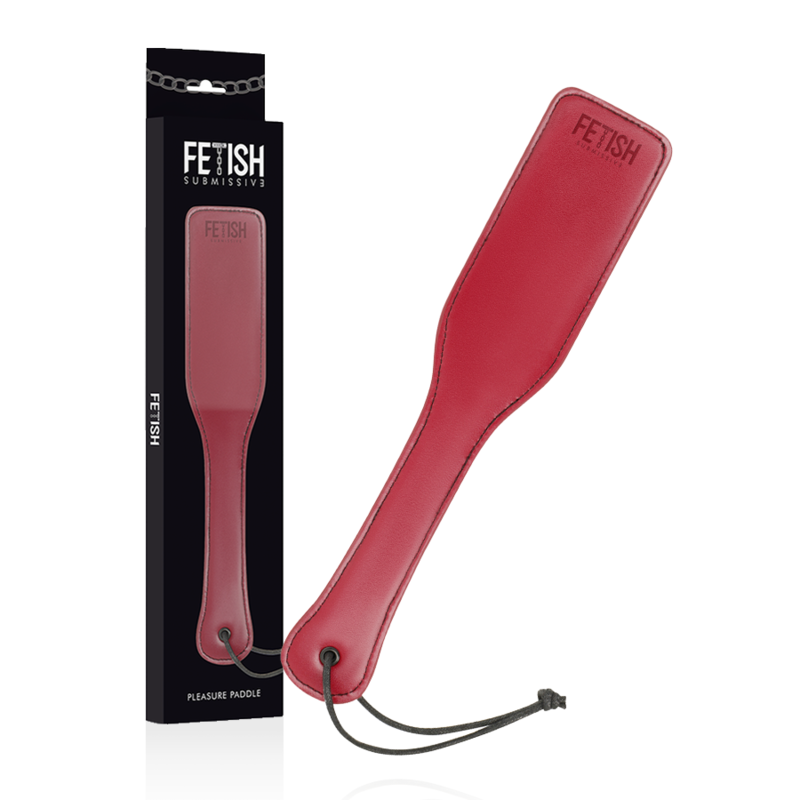 Chicote de couro vegano FETISH SUBMISSIVE para jogos BDSM, exibindo detalhes do material e design.