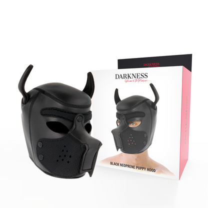 Máscara de Neoprene para Cães DARKNESS M com focinho removível e língua vermelha.